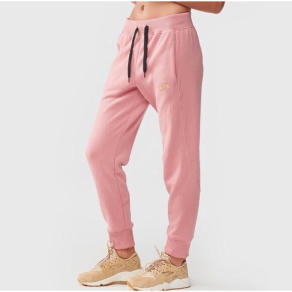 NEW! Nike Air Metallic Rose Gold Phantom Tapered Jogger Pants Pink SZ L - Picture 1 of 6